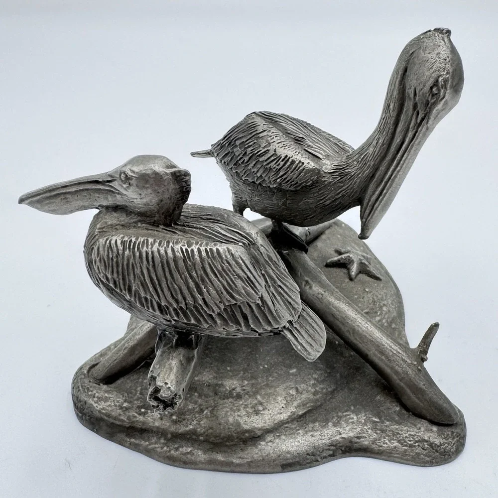 VTG Gilroy Roberts‎ PELICANS Pewter Sculpture 1977 Franklin Mint Sea Life Birds